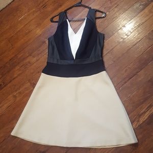 Ann Taylor colorblock dress faux leather size 6